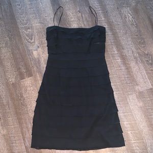 Tadashi Black Silk Tiered Cocktail Dress Sz 10
